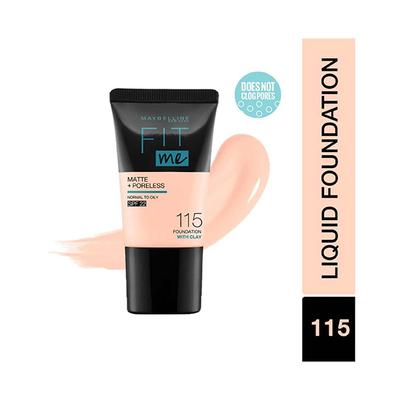 Maybelline New York Fit Me Matte+Poreless Liquid Foundation Tube, 115 Ivory 18 ml - Foundation