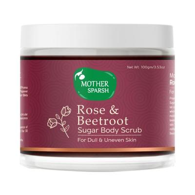 Mother Sparsh Rose & Beetroot Exfoliating Sugar Body Scrub For Dull & Uneven Skin Tone 100 gm - Scrubs & Exfoliants