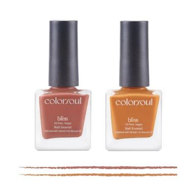 Colorsoul Bliss Vegan Nail Enamel, Rich Souffle, Lazy Honey, B13, B14 (Pack of 2 x 8 ml) 1's - Nail Polish