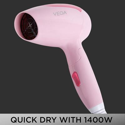VEGA Go Lite 1400w & Foldable Hair Dryer (VHDH-19) Pink 1's - Hair Dryers