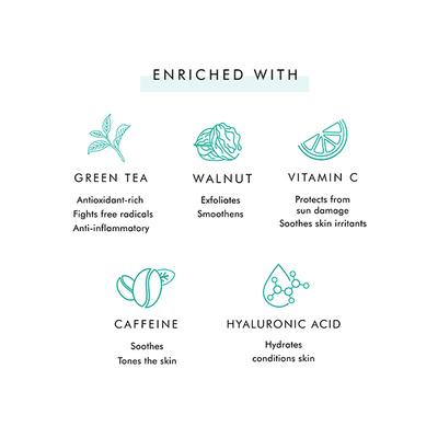 mCaffeine Naked Detox Green Tea with Vitamin C Face Scrub for All Skin Types 100gm - Face Scrubs