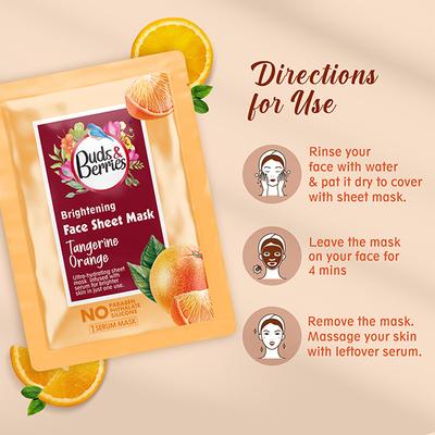 Buds & Berries Tangerine Orange Sheet Mask Pouch 25 gm - Sheet Masks