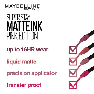 Maybelline New York Super Stay Matte Ink Liquid Lipstick x Pinks Edition, 180 Revolutionary 5 ml - Lipsticks