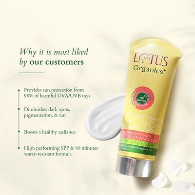 Lotus Organics Sheer Brightening Mineral Sunscreen SPF 50 UVA PA+++ UVB 100gm - Face Sunscreen