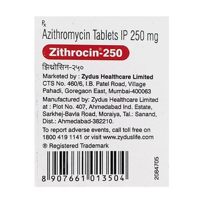 ZITHROCIN 250 Tablet 5's - Bacterial Infections-Mac