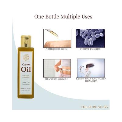 The Pure Story Castor Oil Pure Natural, Extra Virgin Cold Pressed 100ml - Hair Oils
