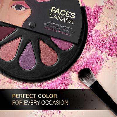 Faces Canada 6 In 1 Eyeshadow Palette Olive Butter & Macadamia Oil - Hopeless Romantic 01, 6gm - Eye Shadow Palettes