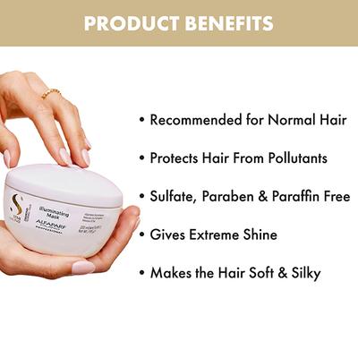 Alfaparf Milano Diamond Illuminating Mask - Splitend Repair, Shine, Straight,Wavy Hair 200 ml - Hair Masks & Packs