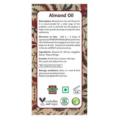 Passion Indulge ALMOND Carrier oil for skin & hair care 60ML - Carrier Oils