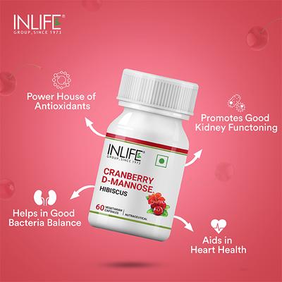 INLIFE Cranberry D-Mannose Hibiscus Veg Capsule 60's - Herbal Dietary Supplement