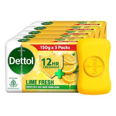Dettol Soap - Lime Fresh (Pack of 5 x 150 g) - Soaps