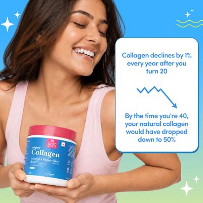 Chicnutrix Mighty Collagen Powder - Japanese Marine Collagen Peptides Lemonade Flavour 237.50 g - Hair & Skin