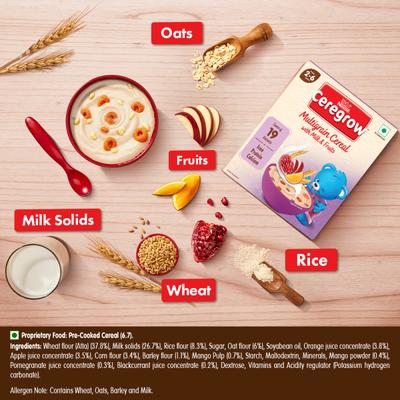 Nestle Ceregrow 2 - 6 years Multigrain Cereal with Milk & Fruits Powder - Refill Pack 300 gm - Baby And Infant Supplements
