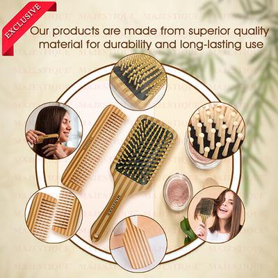 Majestique Paddle Detangling Hair Brush with Comb, Fiber Made for All Hair Types 2's - Hair Brushes