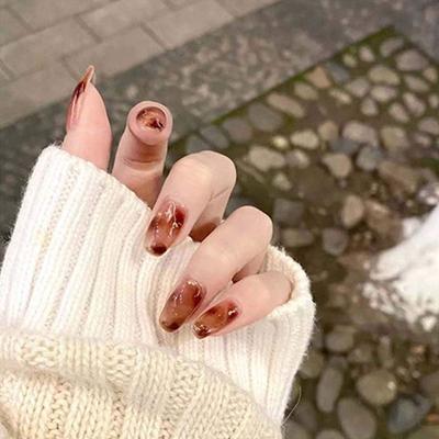 Gush Beauty Nailed It Reusable Luxury Press On Nails With Application Kit Brown Cat Eye - Small to Medium Squoval 1's - Nail Art