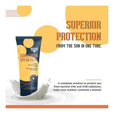 Beardhood Sunscreen SPF 50 Pa+++ Water & Sweat Resistant 50gm - Face Sunscreen