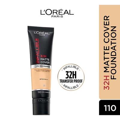 L'Oreal Paris Infallible 32H Matte Cover Liquid Foundation - 110 Cool Undertone 30 ml - Foundation