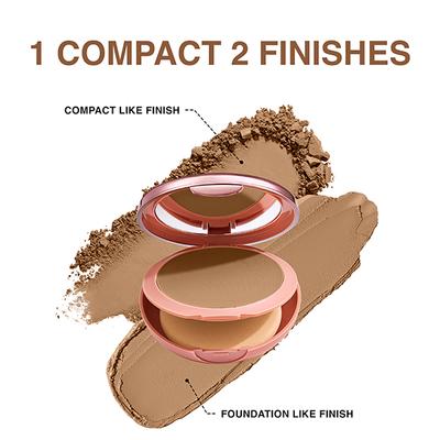 Lakme 9to5 Unreal Dual Cover Pressed Powder, 2 In 1 Compact + Foundation, 38 Walnut, 9 gm - Compact Powder