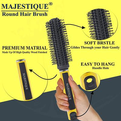 Majestique Round Hair Brush for Blow Drying - Wet or Dry Hair, No More Tangle - Color May Vary 1's - Hair Brushes