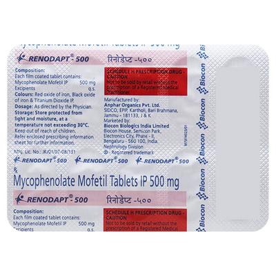 Renodapt 500mg Tablet 10'S - Auto Immune Disease-Imm