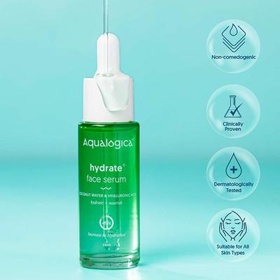 Aqualogica Hydrate Plus Concentrate Face Serum Coconut Water and Hyaluronic Acid Hydrate + Nourish + 83% 30ml - Face Serum