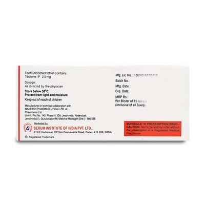 Sibolone 2.5mg Tablet 15'S - Hormonal Therapy-Oes