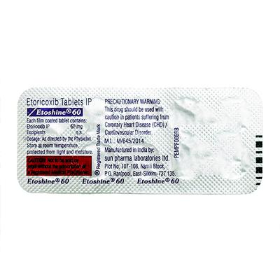 Etoshine 60mg Tablet 10'S - Pain relief-Nsa