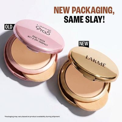 Lakme 9To5 Double Duty Dual Finish Compact, Foundation +Compact, Lightweight & Longstay, Beige 9 g - Compact Powder