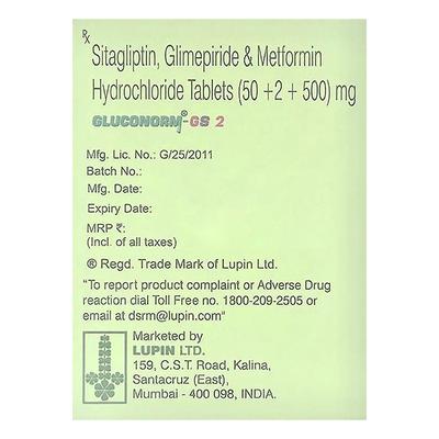 GLUCONORM GS 2 Tablet 10's - Diabetes-Ant