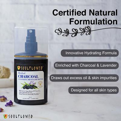 Soulflower Charcoal Cleansing Micellar Water 120 ml - Make Up Removers
