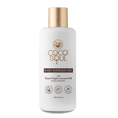 Coco Soul 100% Natural Baby Massage Oil with Extra Virgin Coconut Oil & Ayurvedic Herbs 200 ml - Creams, Lotions & Oils
