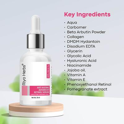 Riyo Herbs Anti Ageing Advanced Retinol Serum - Jojoba oil, Retinol & Pomegranate Extract 30 ml - Face Serum