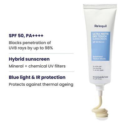 Reequil Ultra Matte Dry Touch Sunscreen Gel Spf 50 PA++++ 50 gm - Face Sunscreen