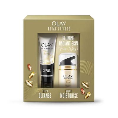 Olay Total Effects Giftpack - Day Cream with Spf 15 50gm + Cleanser 100gm 1's - Face Serum