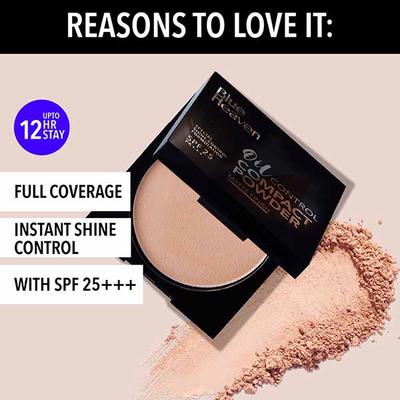 Blue Heaven Oil Control Compact Powder, Matte Finish SPF 25 PA+++ Special Shine -Control formulation Honey Medium 301 8gm - Compact Powder