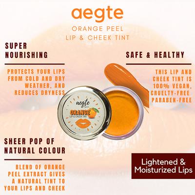 Aegte Orange Lip & Cheek Tint Balm (Orange) 15 gm - Lip Stains & Tints