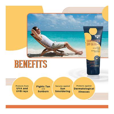 Beardhood Sunscreen SPF 50 Pa+++ Water & Sweat Resistant 50gm - Face Sunscreen