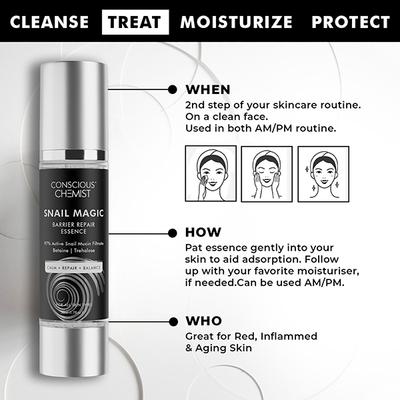 Conscious Chemist 97 % Active Snail Mucin Face Serum For Barrier Repair & Anti Ageing 50ml - Face Serum