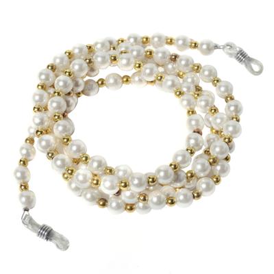 Modisch White Pearls With Small Golden Beads Sunglasses Chain (JC-1408-Golden) 1's - Wearables Sunglasses