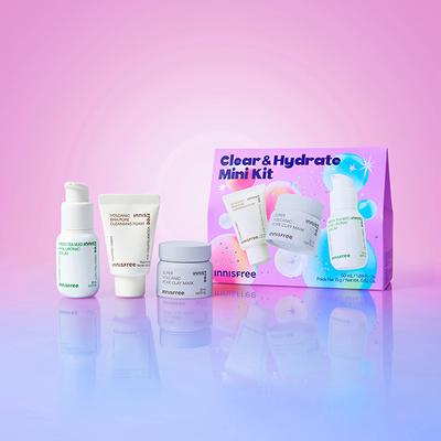 Innisfree Clear & Hydrate Kit Oil-Free, Pore-Cleansing Skincare Set 65 ml - Makeup Kits & Sets