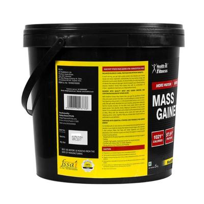 Healthvit Fitness Mass Gainer Xtra with Vitamins and Minerals Chocolate Flavour 5kg / 11.02 lbs 5000 gm - Multi-Vitamins