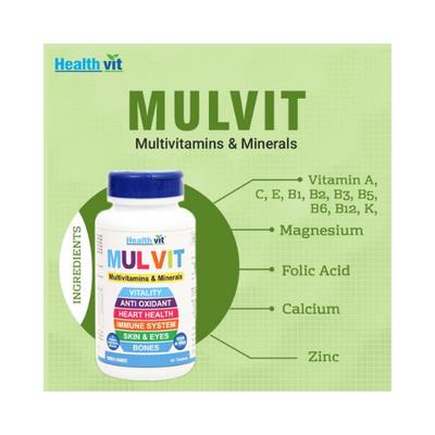 Healthvit Mulvit Multivitamins and Minerals with 31 Nutrients - Tablets 60's - Multi-Vitamins