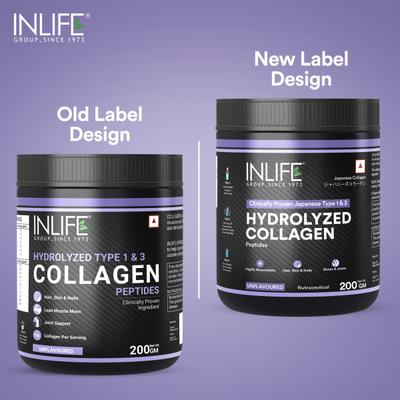 Inlife Hydrolyzed Collagen Peptides Powder - Unflavoured 200 g - Hair & Skin