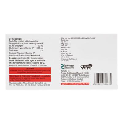 SITAVAC M 50/1000 Tablet 15's - Diabetes-Ant