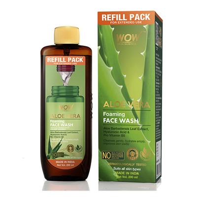WOW Skin Science Aloe Vera Foaming Face Wash Refill Pack 200 ml - Face Washes