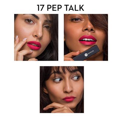 SUGAR Cosmetics Nothing Else Matter Longwear Lipstick - 17 Pep Talk (Hot Pink Watermelon Pink) 3.2 gm - Lipsticks