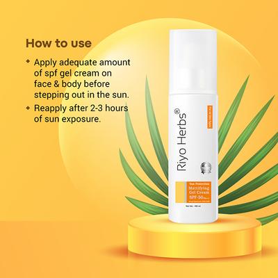 Riyo Herbs Sun Protection SPF 50 PA+++ Mattifying Gel Cream 100 ml - Body Sunscreen