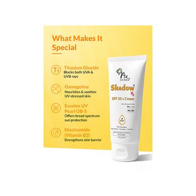 Fixderma Shadow SPF55+ Cream Lightweight SPF 55+ Protection For Oily & Acne-Prone Skin 75 gm - Body Sunscreen