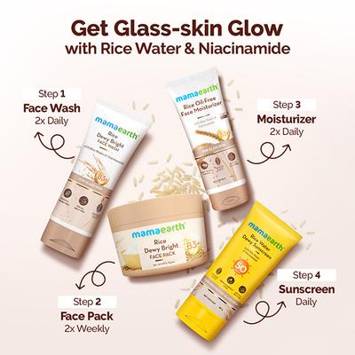 Mamaearth Rice Dewy Bright Face Pack with Rice Water & Niacinamide for Glass Skin 200 gm - Face Packs