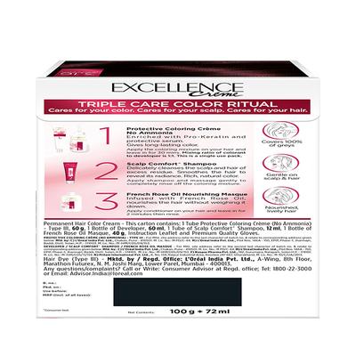 L'Oreal Paris Excellence Creme Hair Color, 3.16 Burgundy 172 Gm - Crème